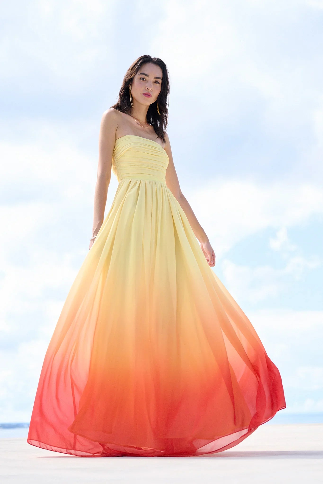 SAU LEE Camille Dress - Sunset Ombre / 00
