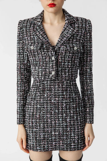 SAU LEE Alicia Tweed Blazer - Black Multi / 00