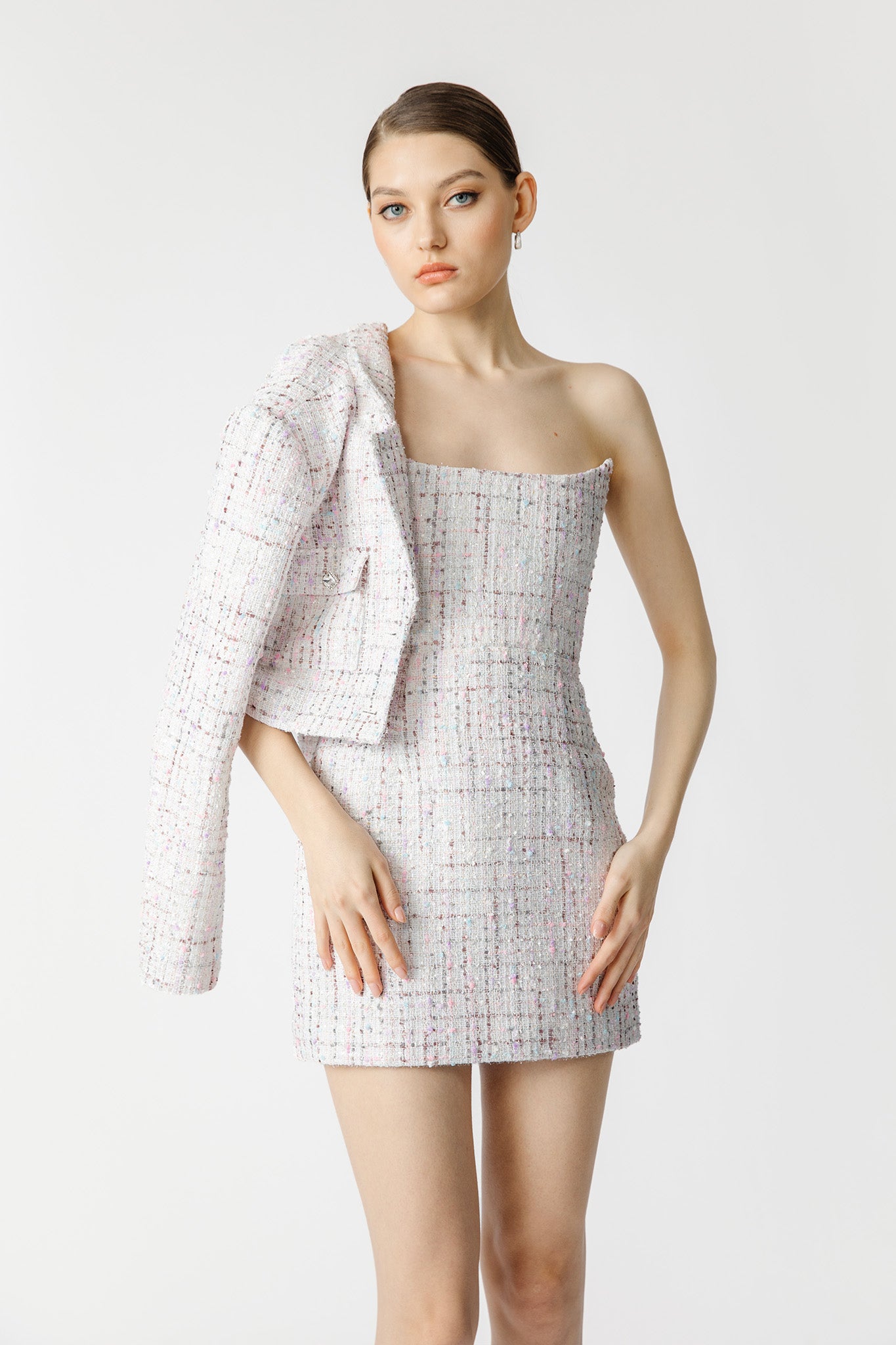 Alicia Tweed Mini Dress-SAU LEE