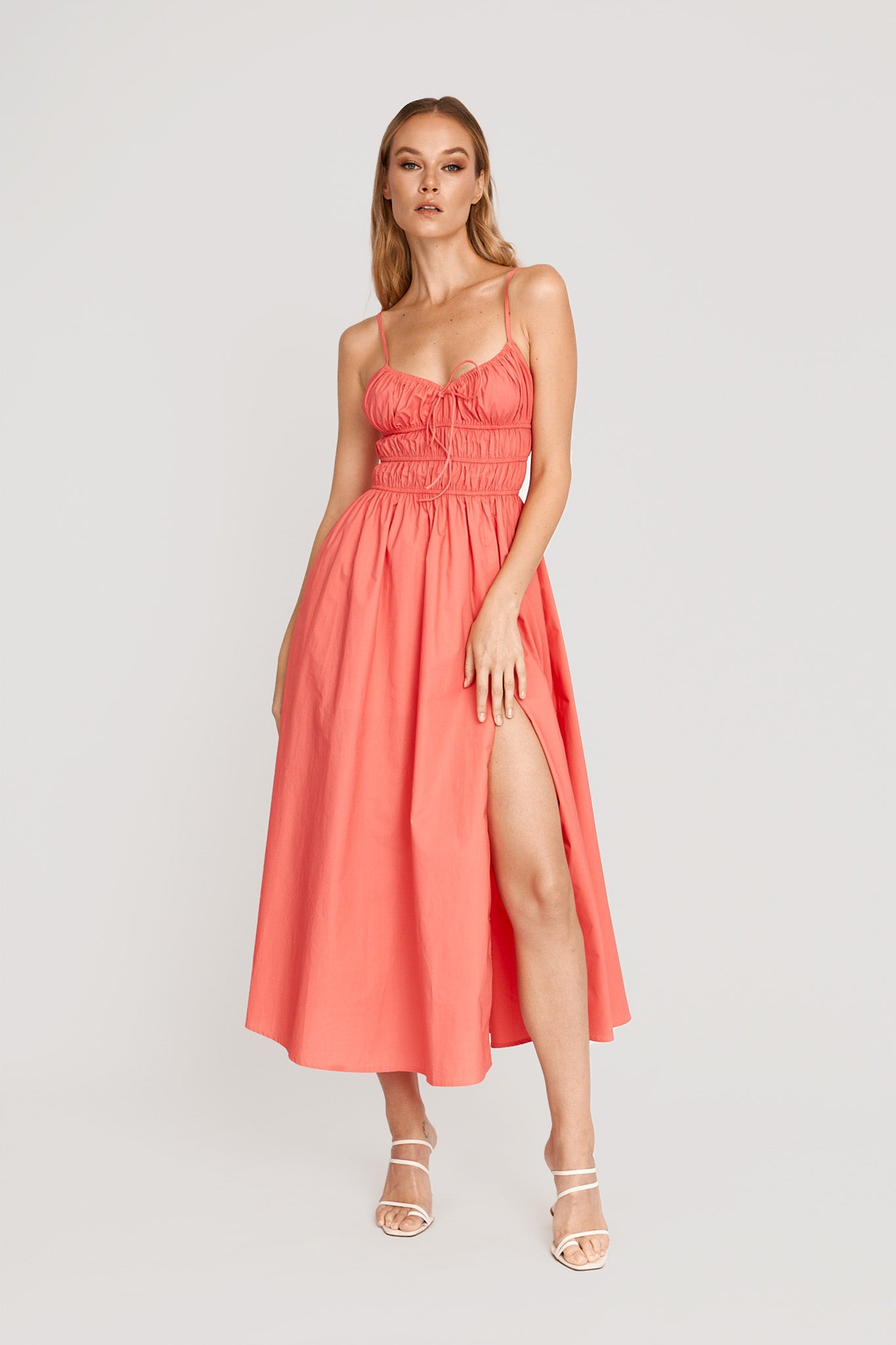Beatrice Dress - Coral - SAU LEE
