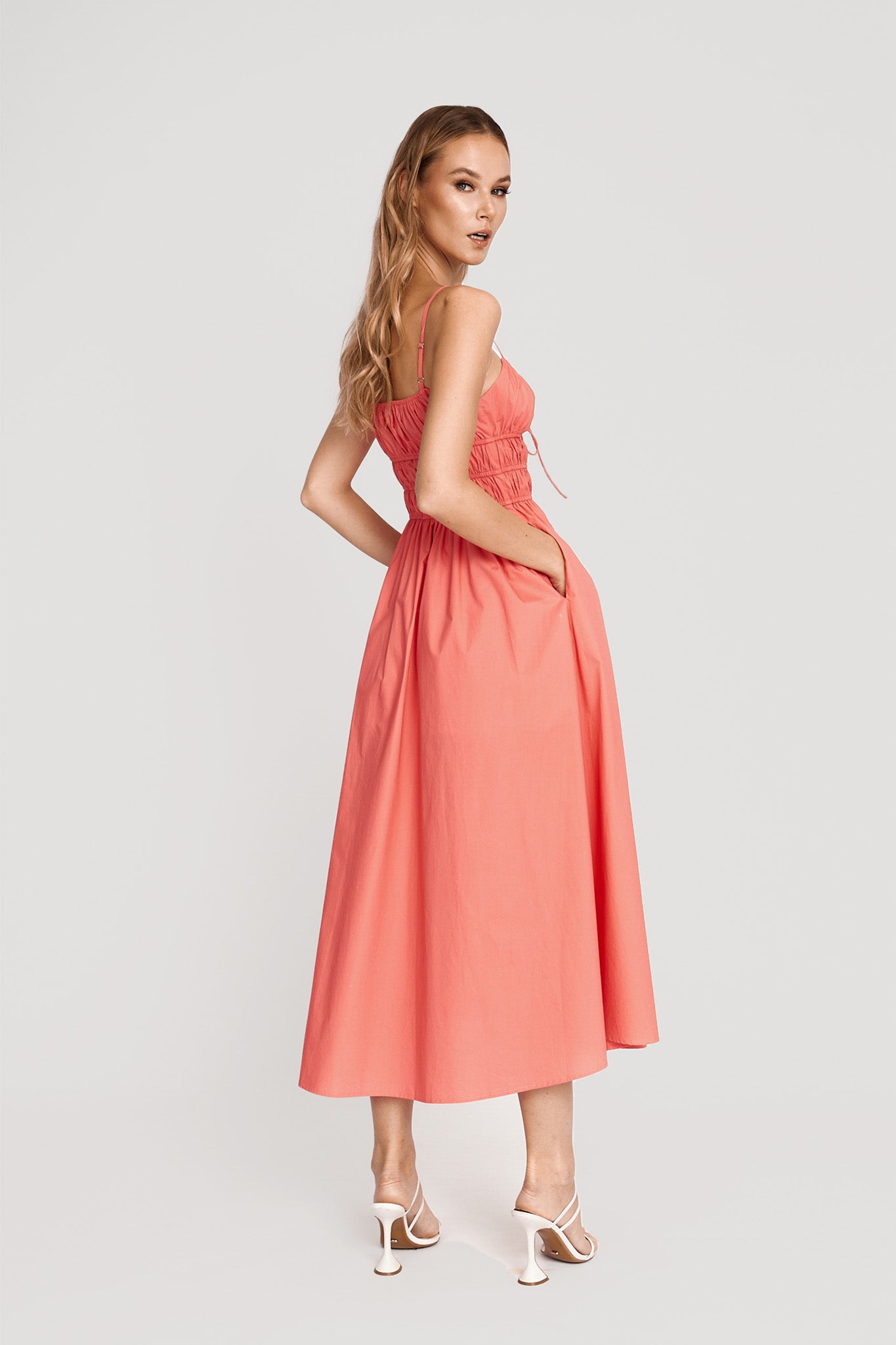 Beatrice Dress - Coral - SAU LEE