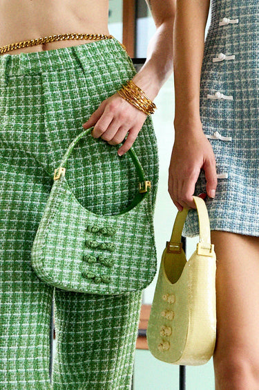 SAU LEE mini sau TWEED MINI BAG - Green Plaid