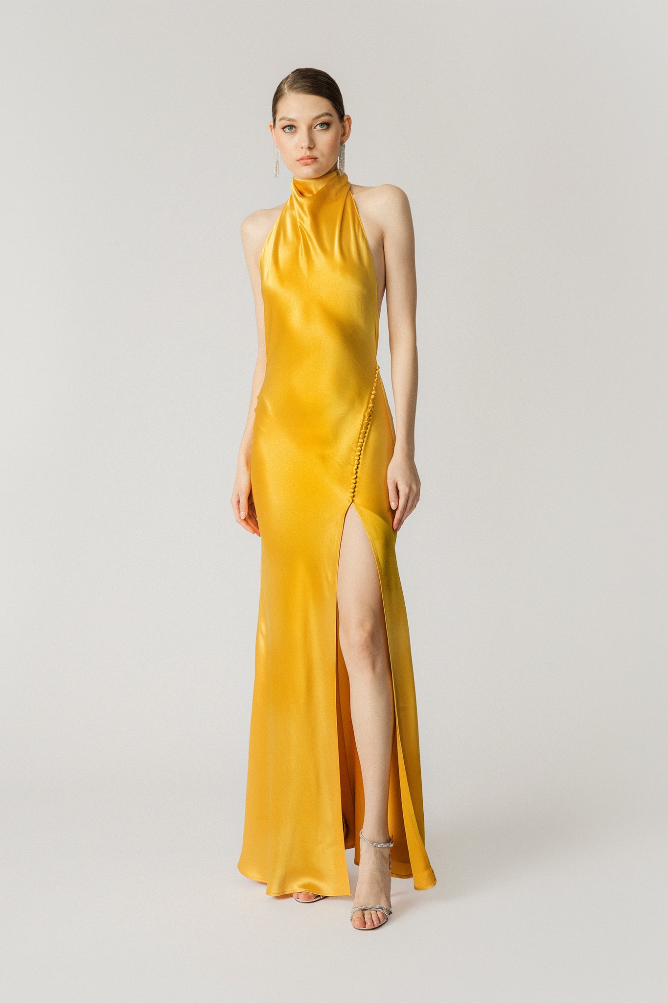 Penelope Backless Satin Gown-SAU LEE