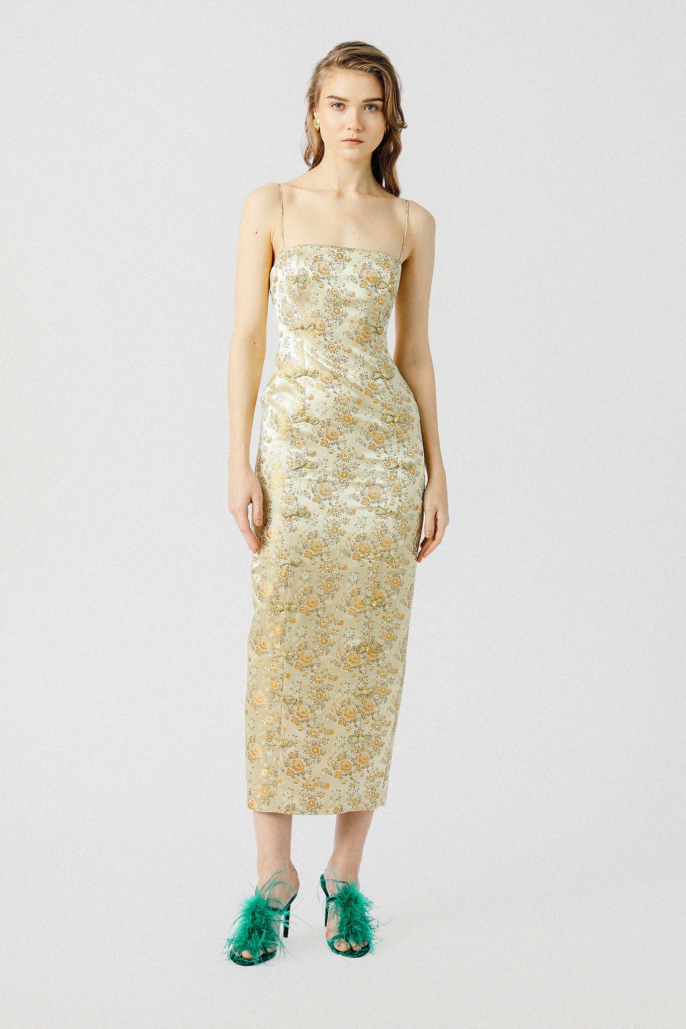 Jacqueline Jacquard Midi Dress - Gold #Sau Lee