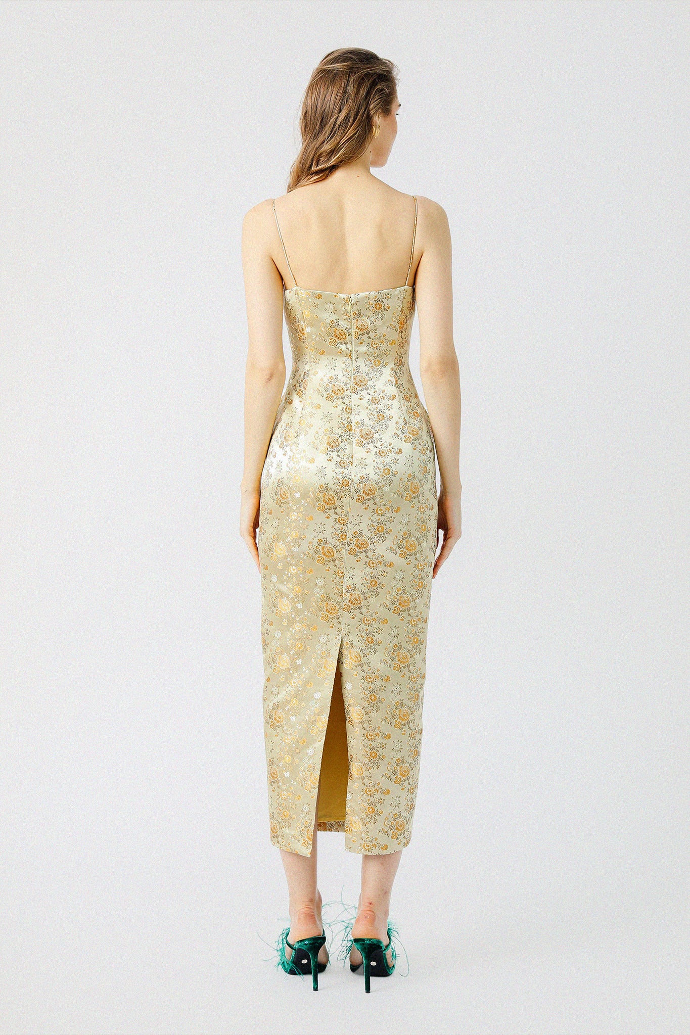 Jacqueline Jacquard Midi Dress - Gold #Sau Lee