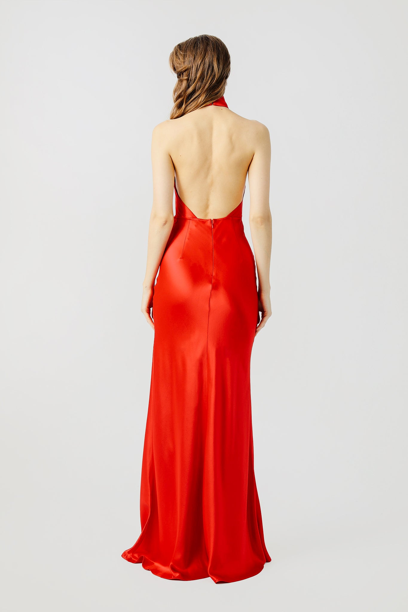 Michelle Mandarin Collar Satin Gown-SAU LEE