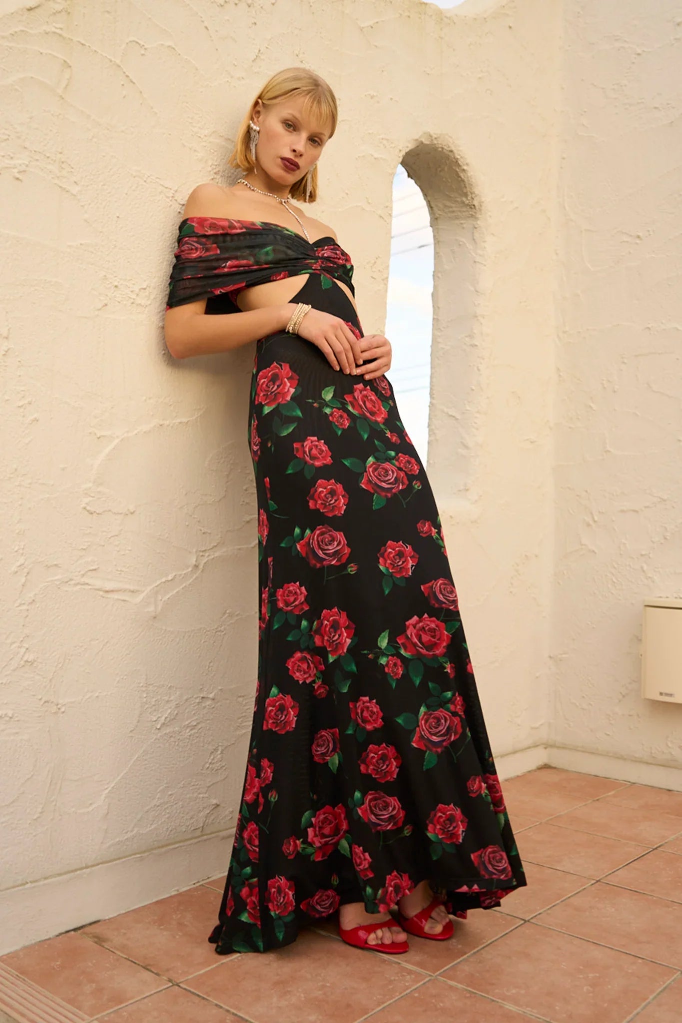 SAU LEE Katrina Maxi Dress - Black Multi / 00