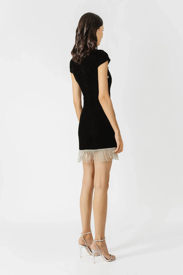 SAU LEE Margaux Velvet Mini Dress - Black / 00