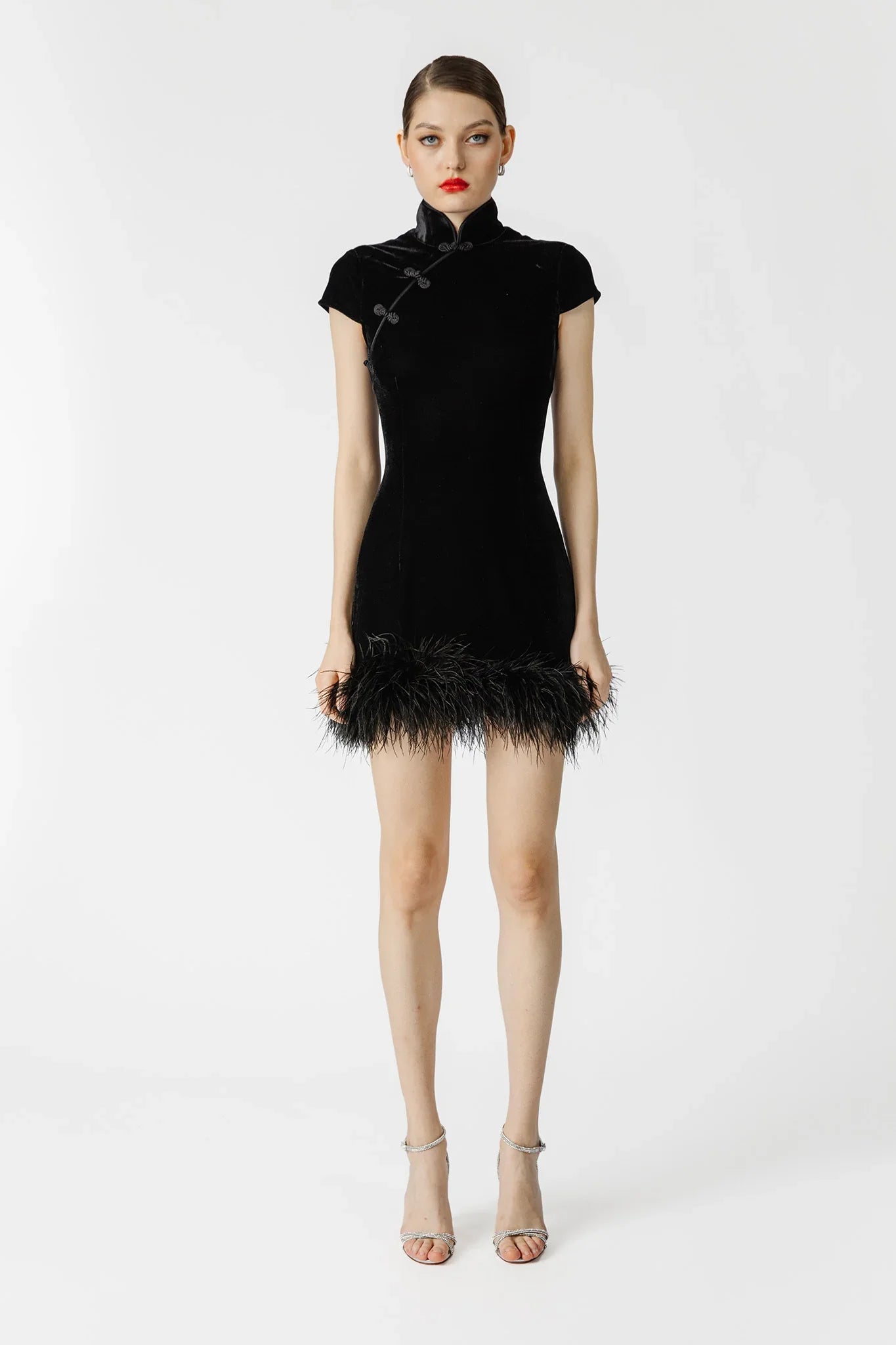 SAU LEE Morgan Velvet Mini Dress - Black / 00