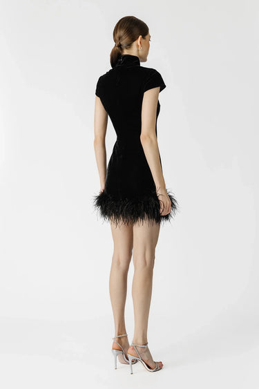 SAU LEE Morgan Velvet Mini Dress - Black / 00