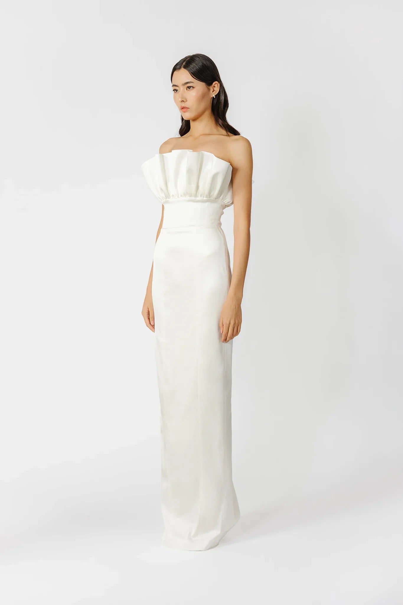 SAU LEE Noah Strapless Satin Gown - Ivory / 00