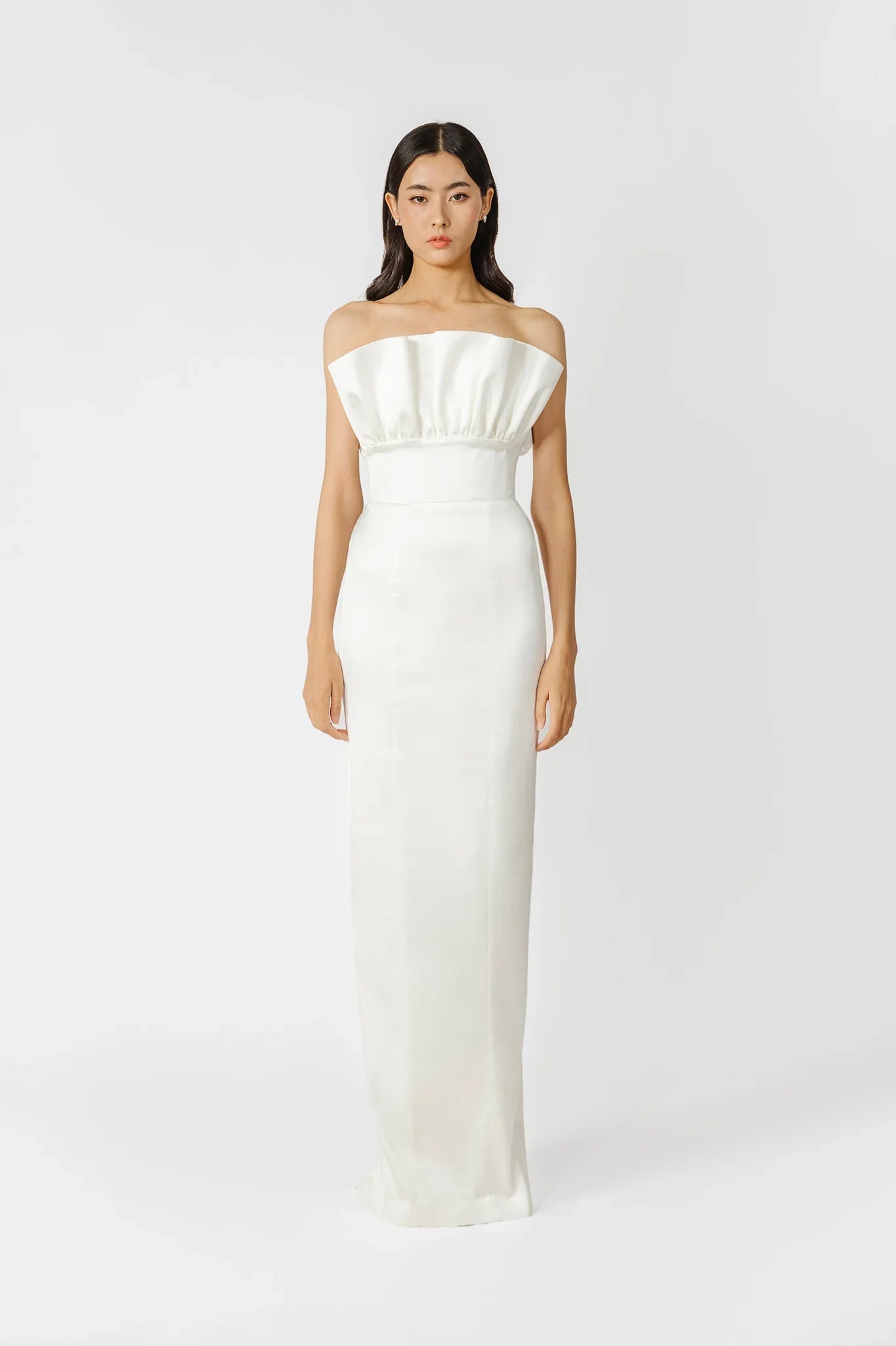 SAU LEE Noah Strapless Satin Gown - Ivory / 00