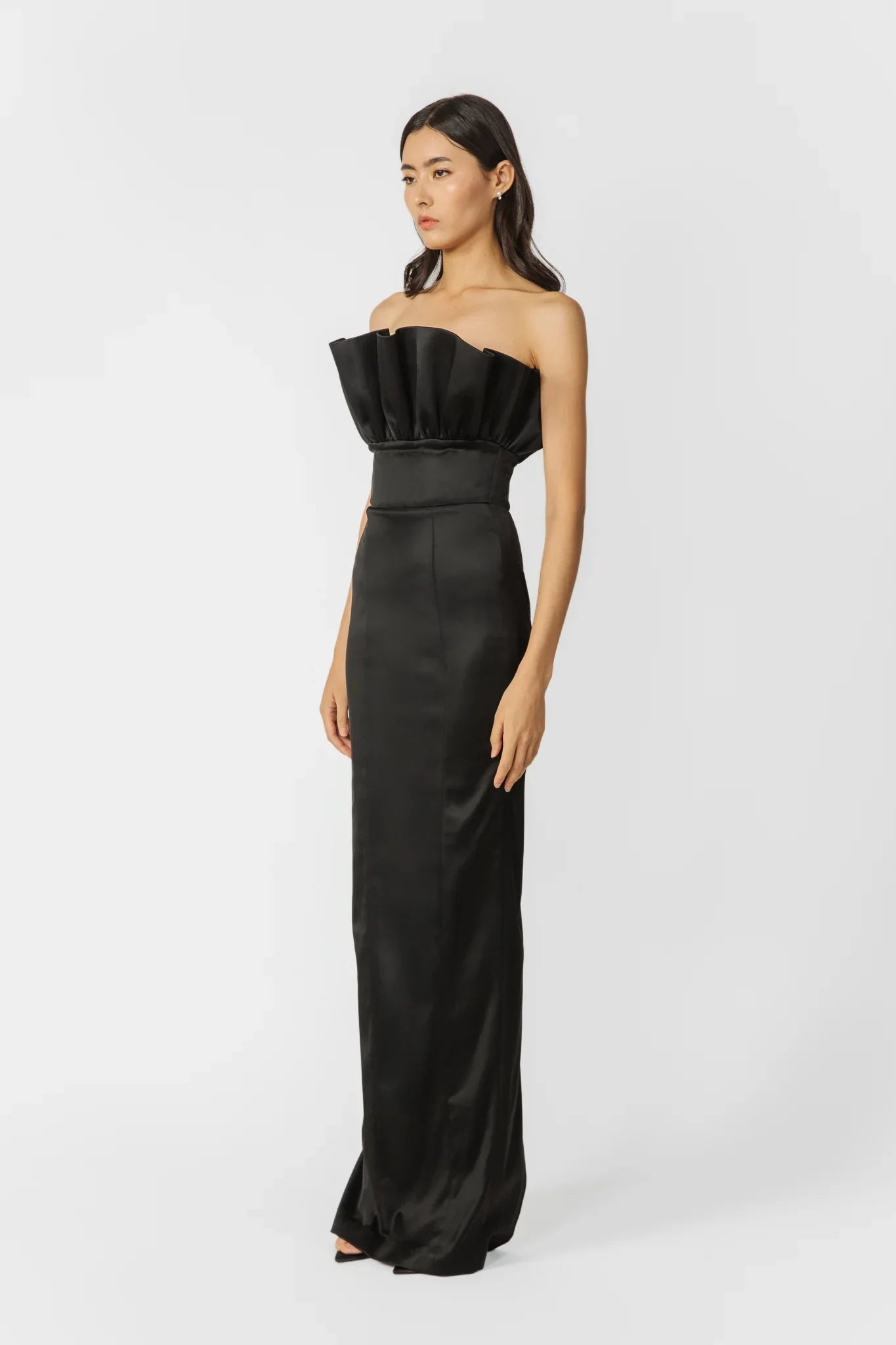 SAU LEE Noah Strapless Satin Gown - Black / 00