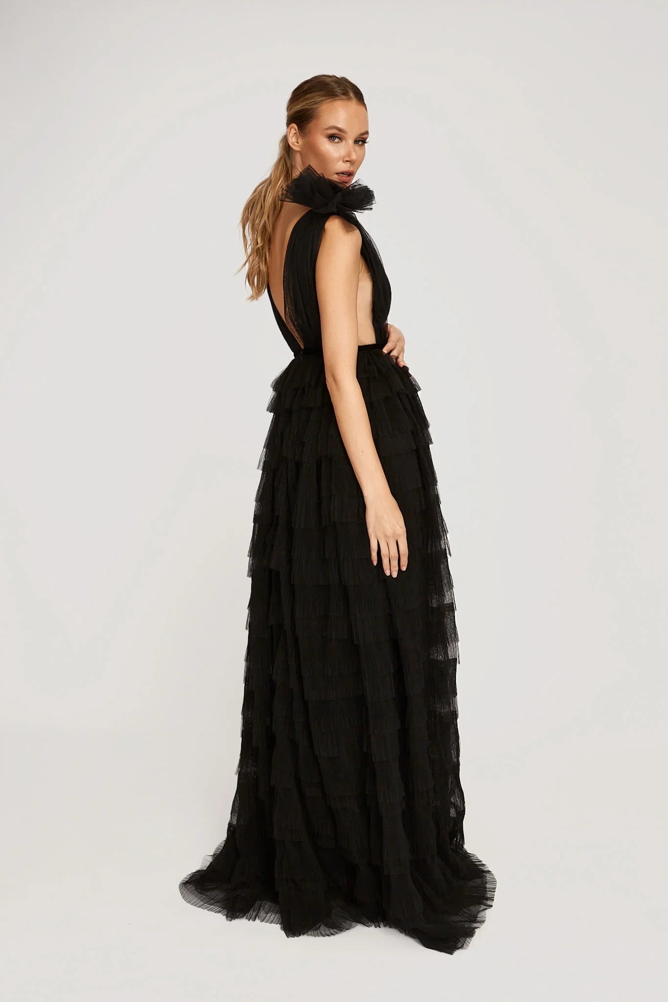 SAU LEE Sabrina Tulle Gown - Black / 00