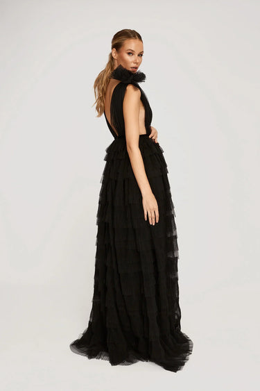 SAU LEE Sabrina Tulle Gown - Black / 00
