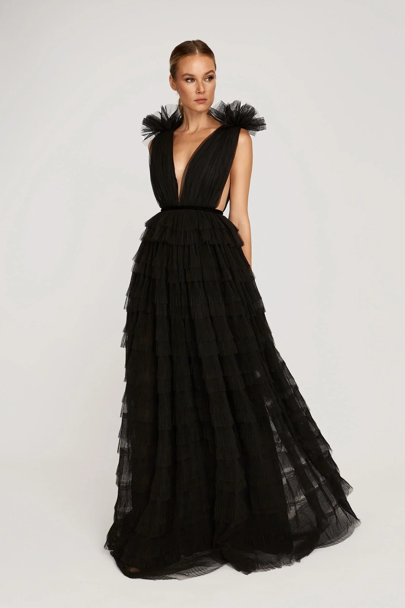 SAU LEE Sabrina Tulle Gown, Black / 2 SAU LEE Sabrina Tulle Gown, Black / 2