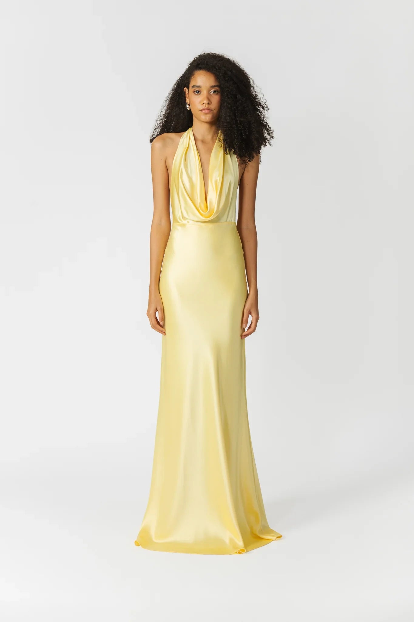 SAU LEE Pearl Satin Gown, Popcorn Yellow / 12 SAU LEE Pearl Satin Gown, Popcorn Yellow / 12