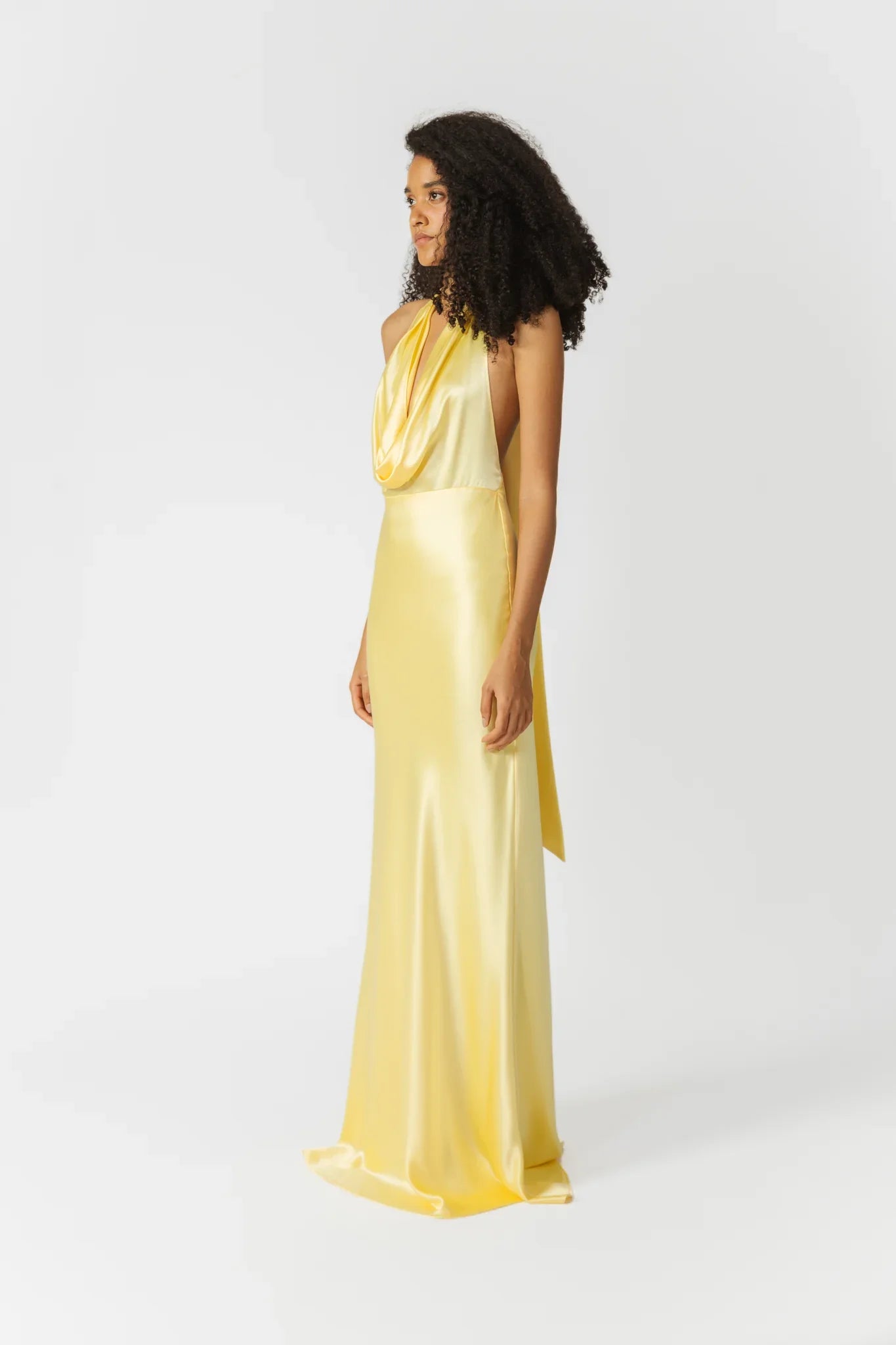 SAU LEE Pearl Satin Gown - Popcorn Yellow / 00