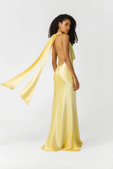 SAU LEE Pearl Satin Gown - Popcorn Yellow / 00