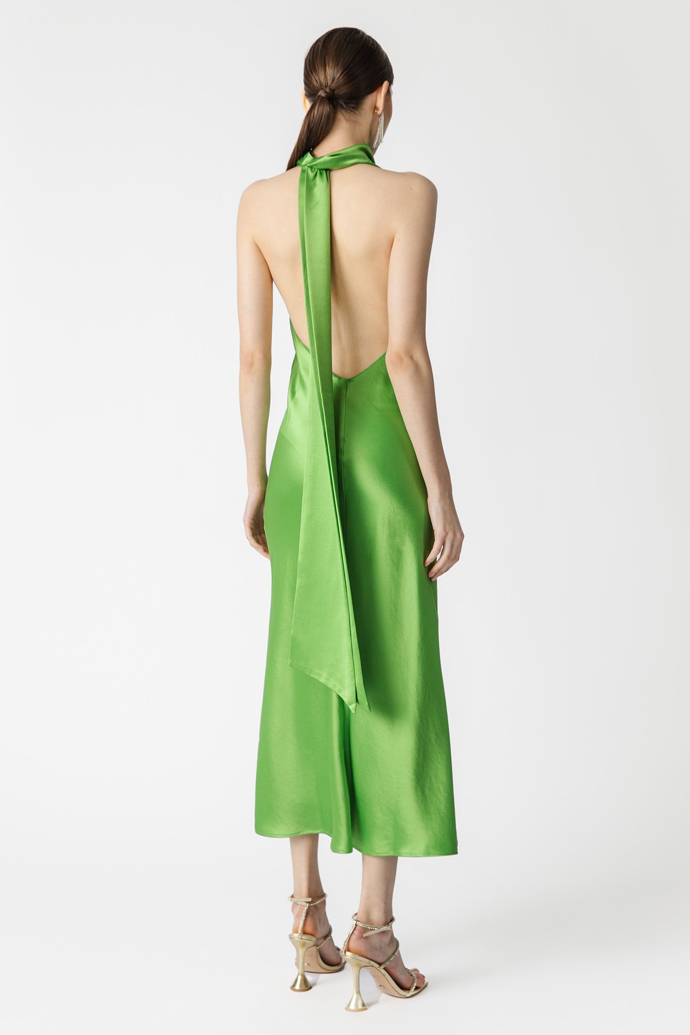 Penella Backless Satin Midi Dress-SAU LEE