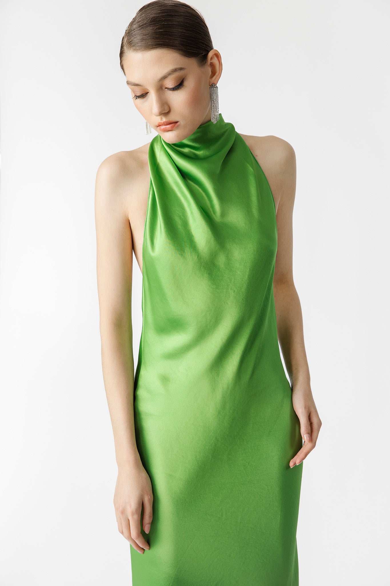 Penella Backless Satin Midi Dress