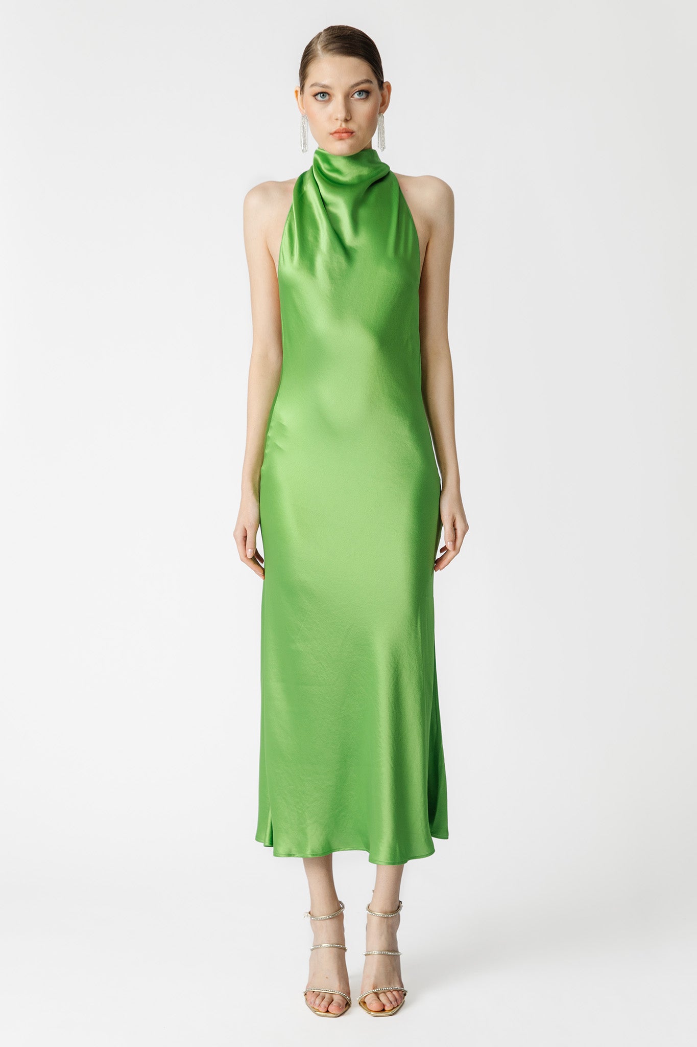 Penella Backless Satin Midi Dress