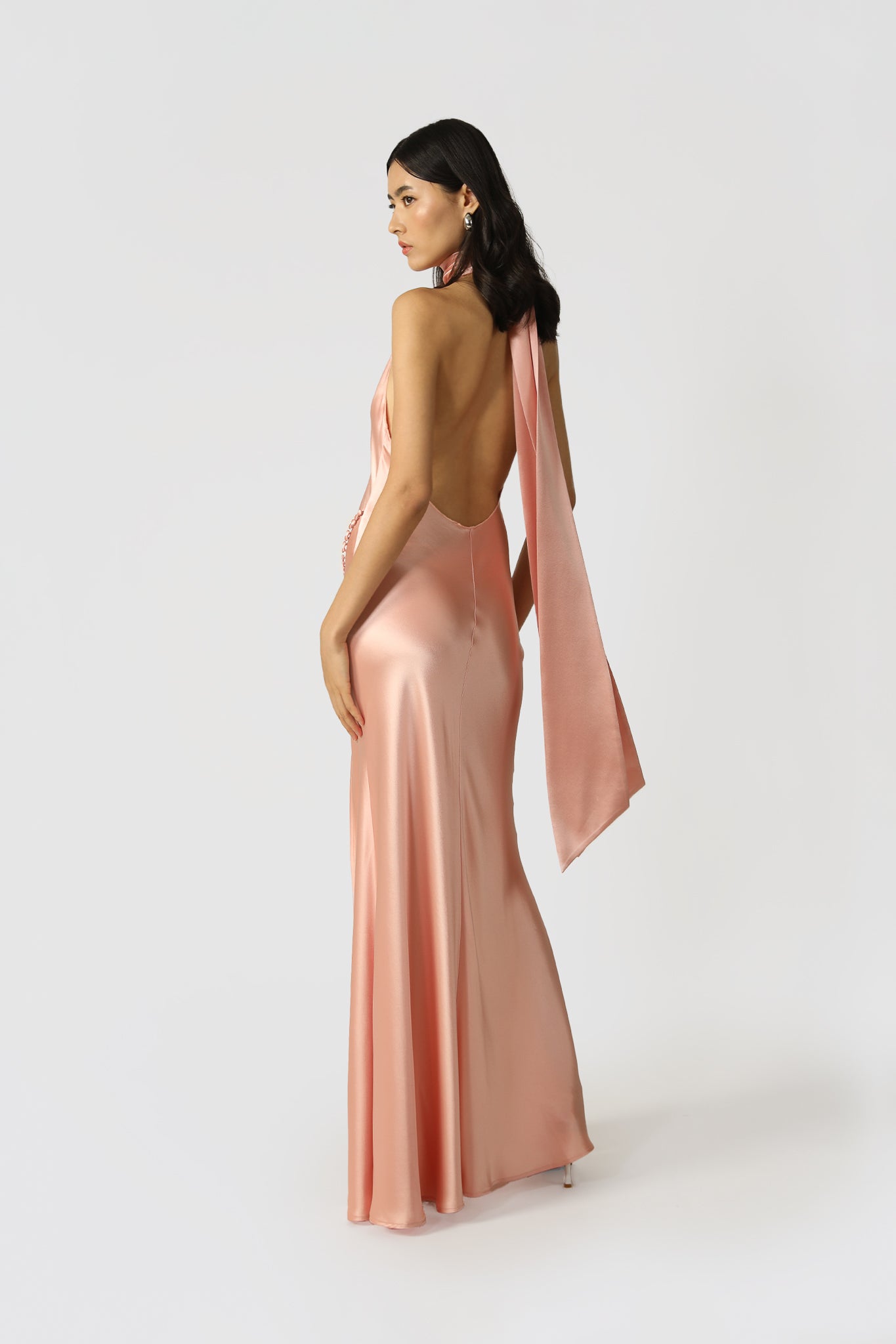 Penelope Backless Satin Gown-SAU LEE