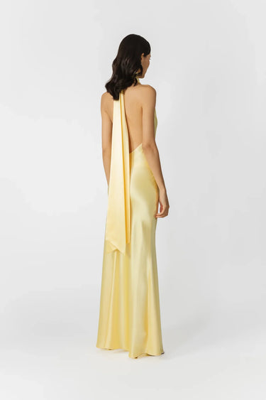 SAU LEE Penelope Backless Satin Gown - Popcorn Yellow / 00