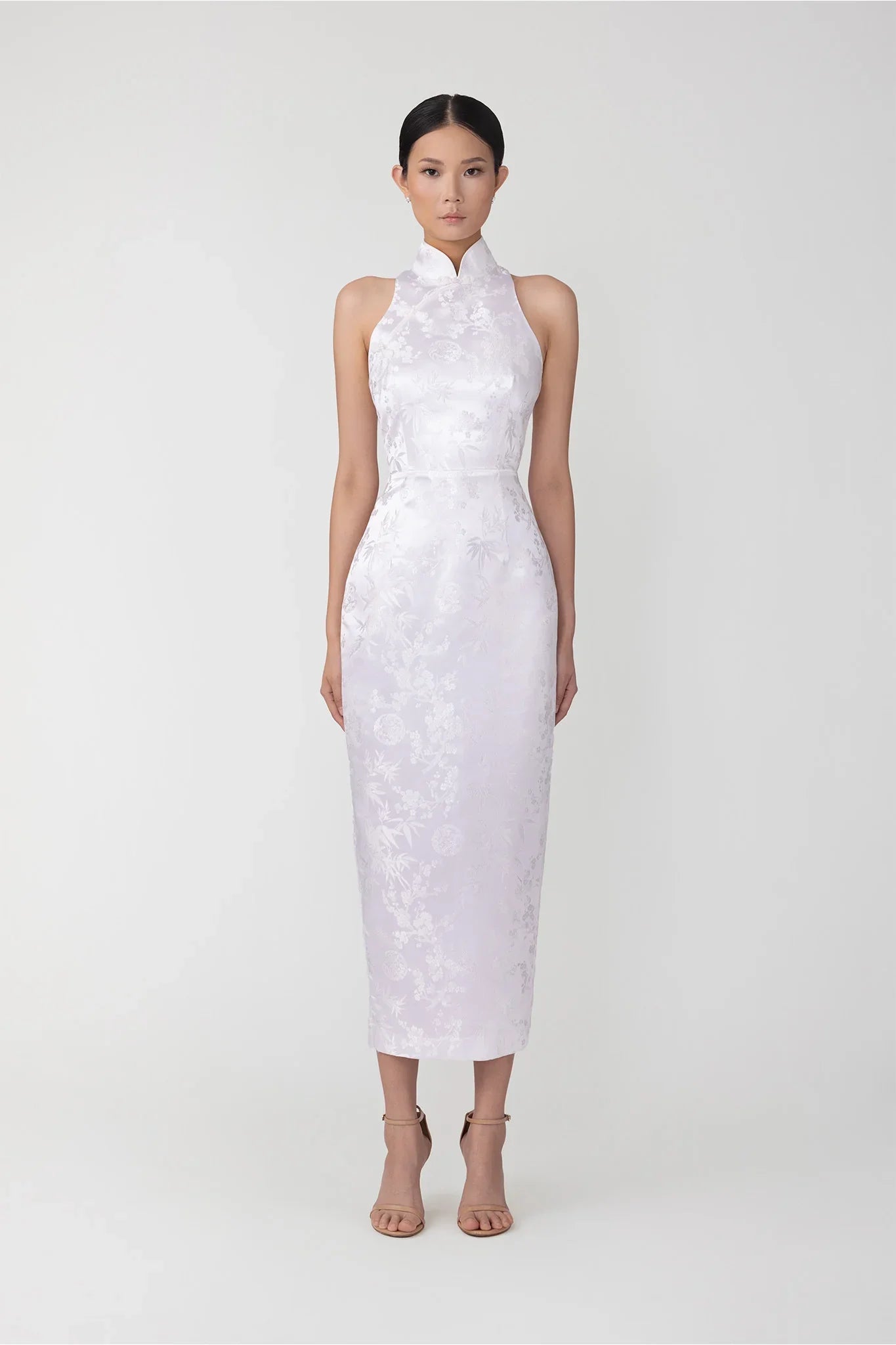 SAU LEE Jill Chinese Jacquard Pencil Dress, Ivory / 10 SAU LEE Jill Chinese Jacquard Pencil Dress, Ivory / 10