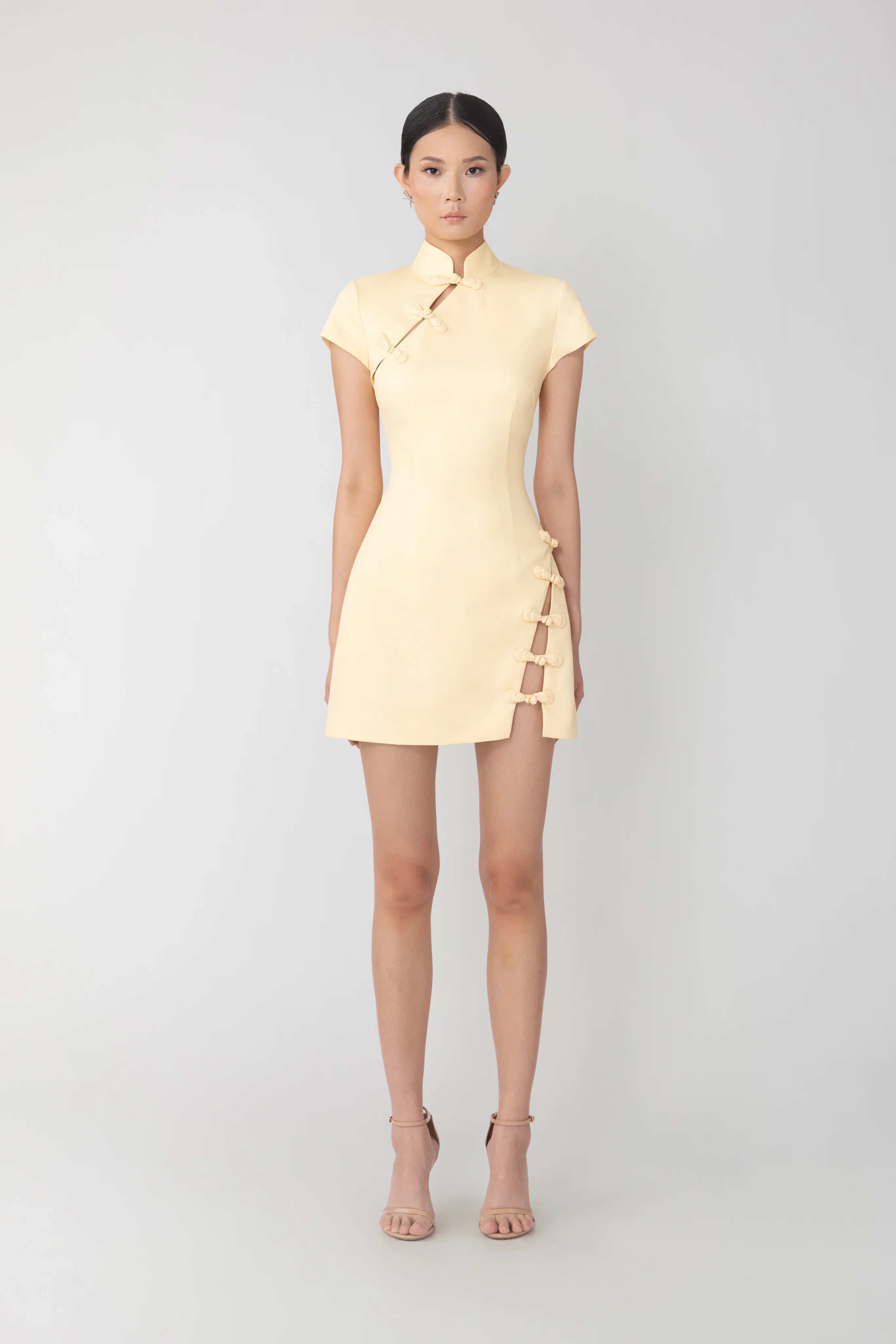 SAU LEE Iris Mini Dress - Pale Yellow / 00