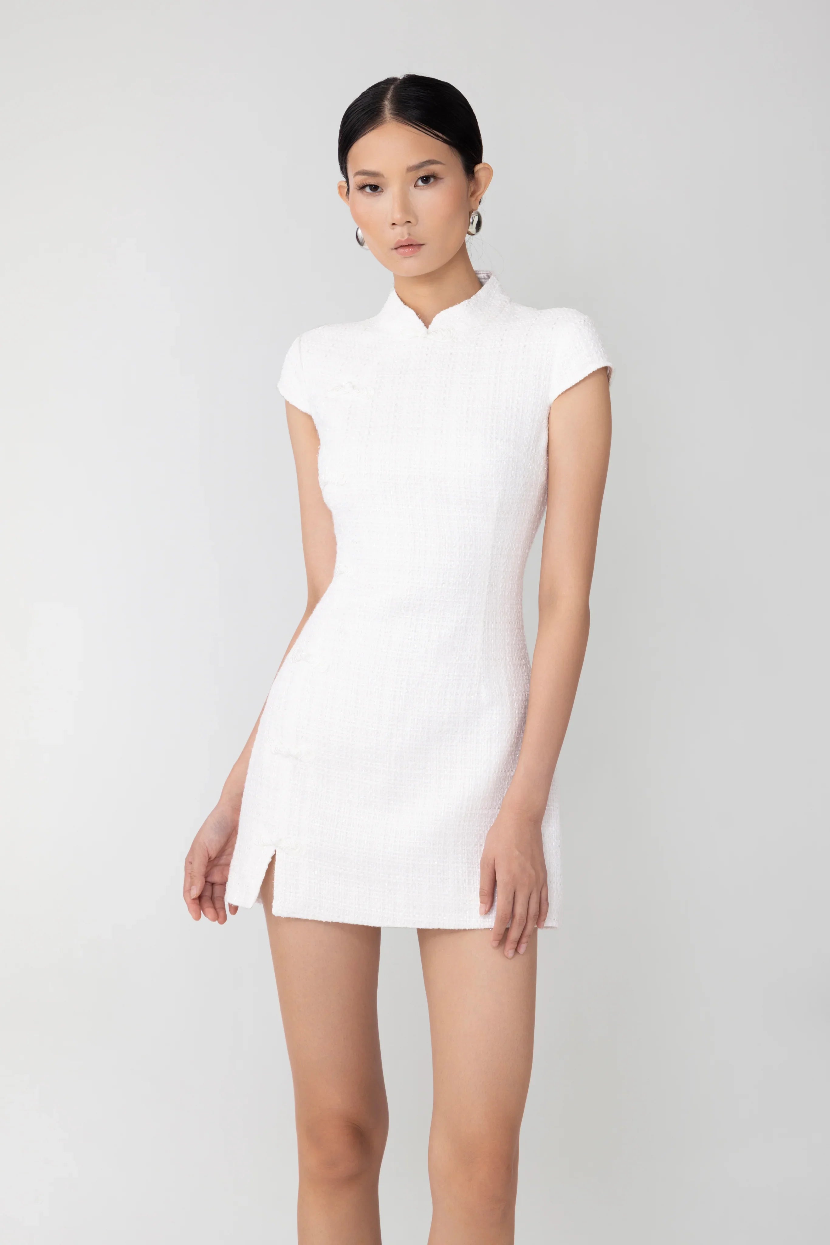 SAU LEE Natasha Tweed Mini Dress - White / 00