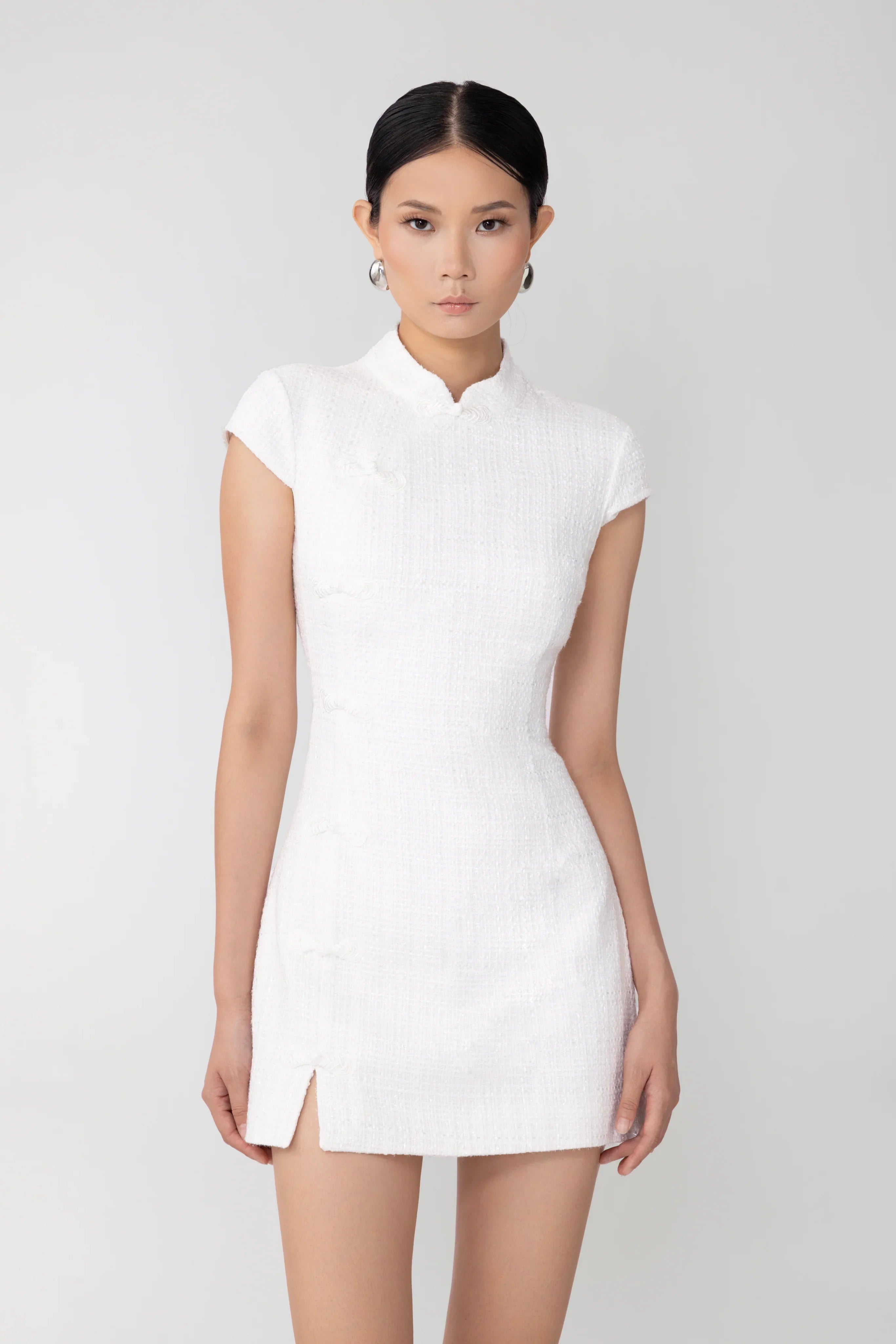 SAU LEE Natasha Tweed Mini Dress - White / 00