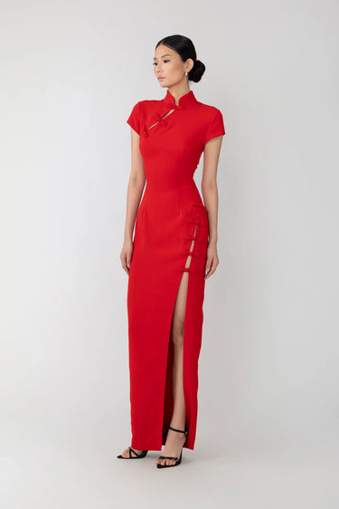 SAU LEE Isabella Maxi Dress - Red / 00