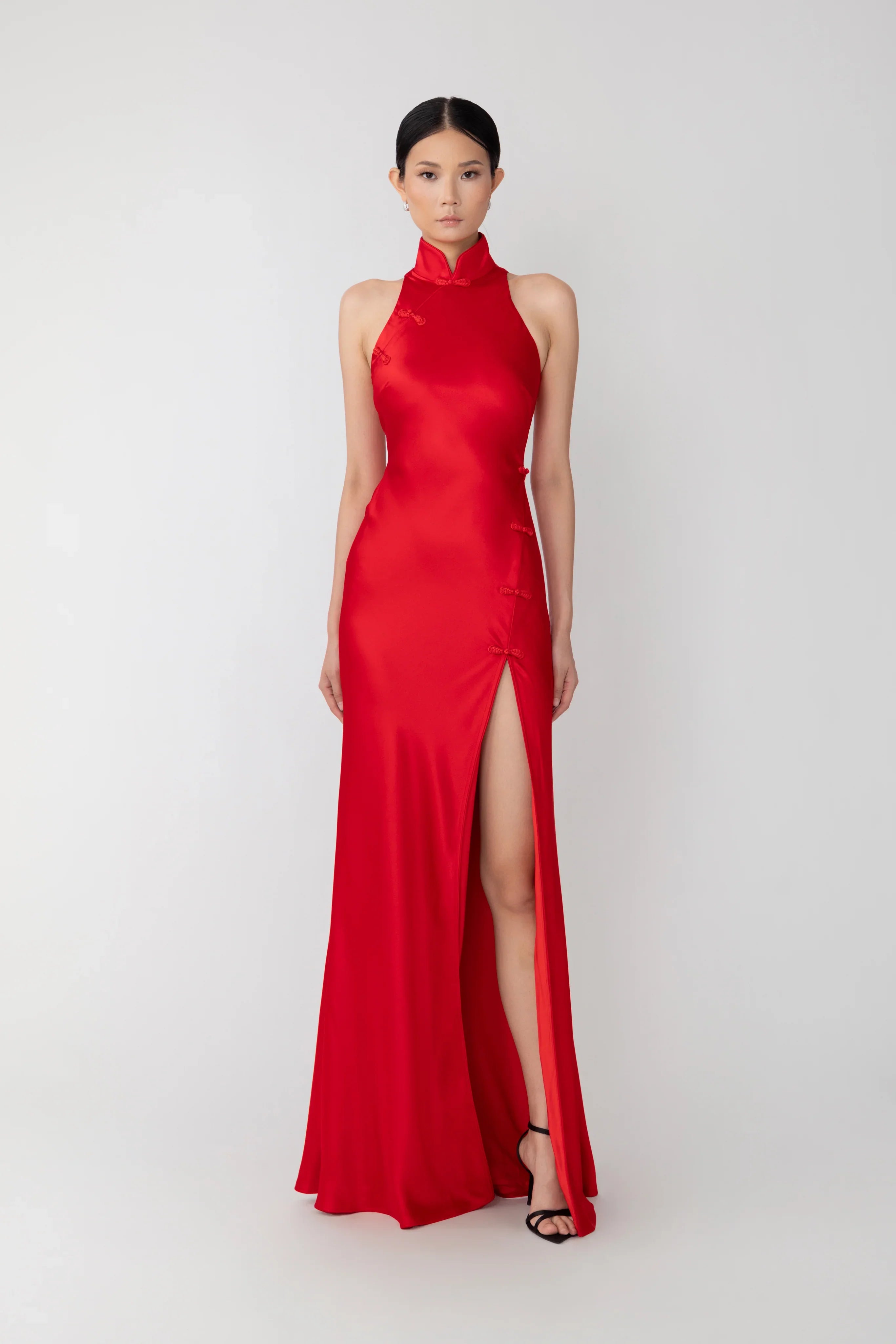 SAU LEE Phoebe Satin Gown, Red SAU LEE Phoebe Satin Gown, Red