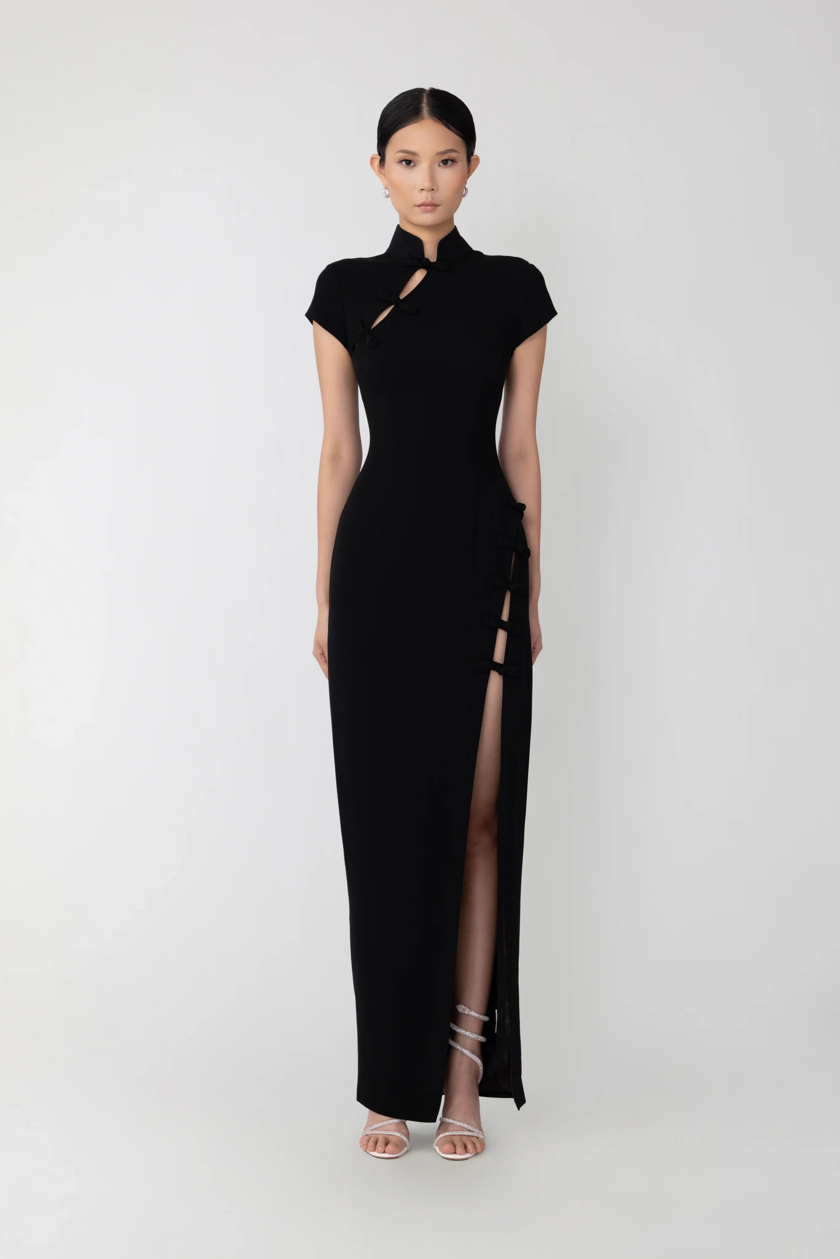 cheongsam long black dress Black Lace Cheongsam Dress