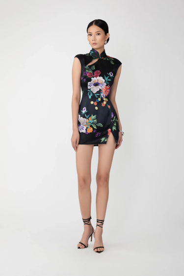 SAU LEE Devon Mini Dress - Black Multi / 00