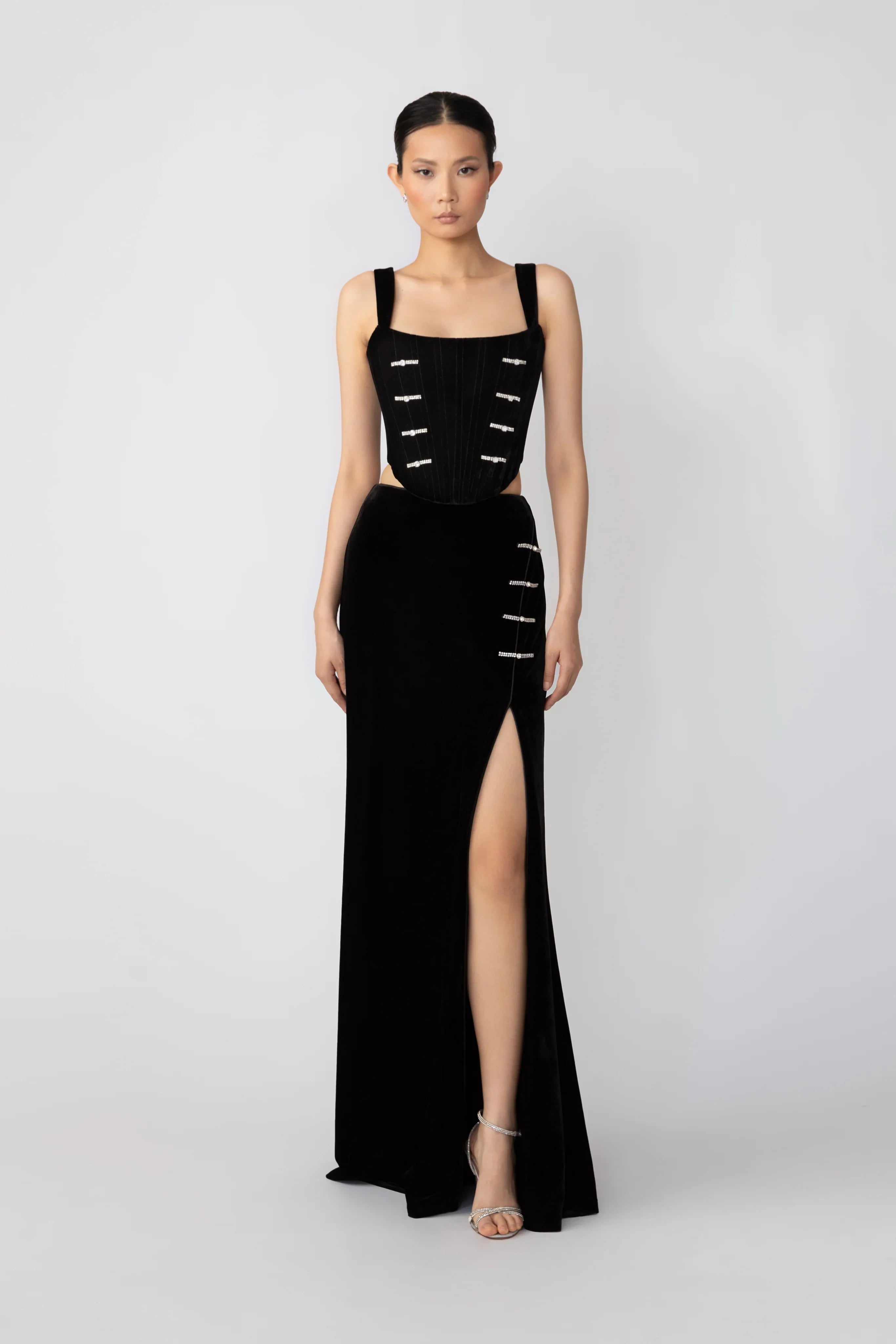 SAU LEE Venus Velvet Skirt - Black / 0