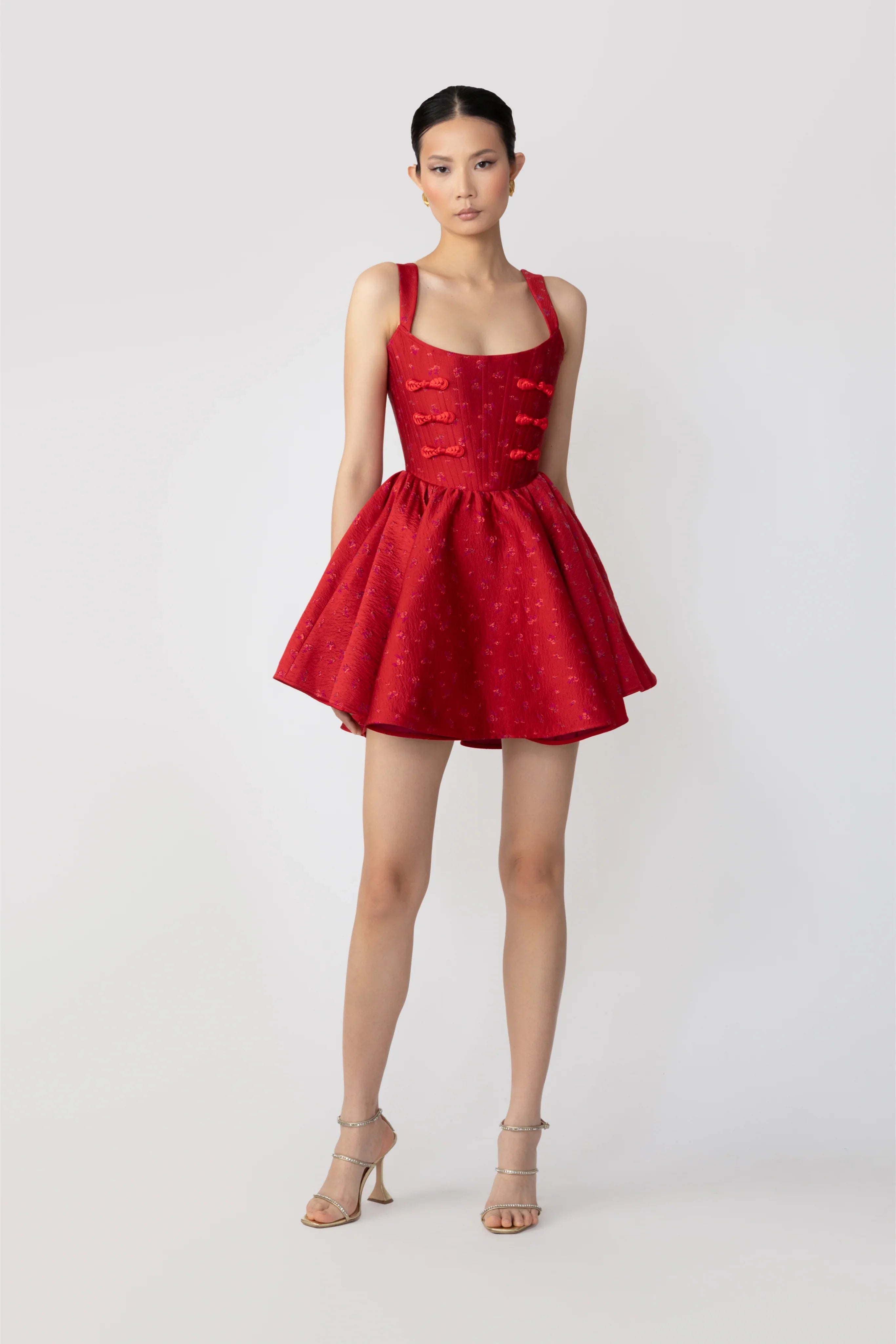 SAU LEE Jolie Jacquard Mini Dress - Red / 00