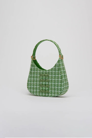 SAU LEE mini sau TWEED MINI BAG - Green Plaid