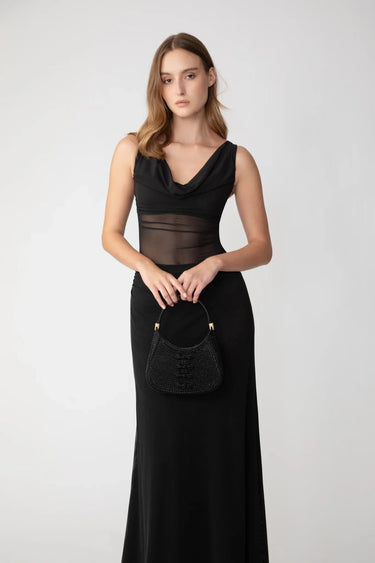 SAU LEE Kelsey Mesh Dress - Black / 00