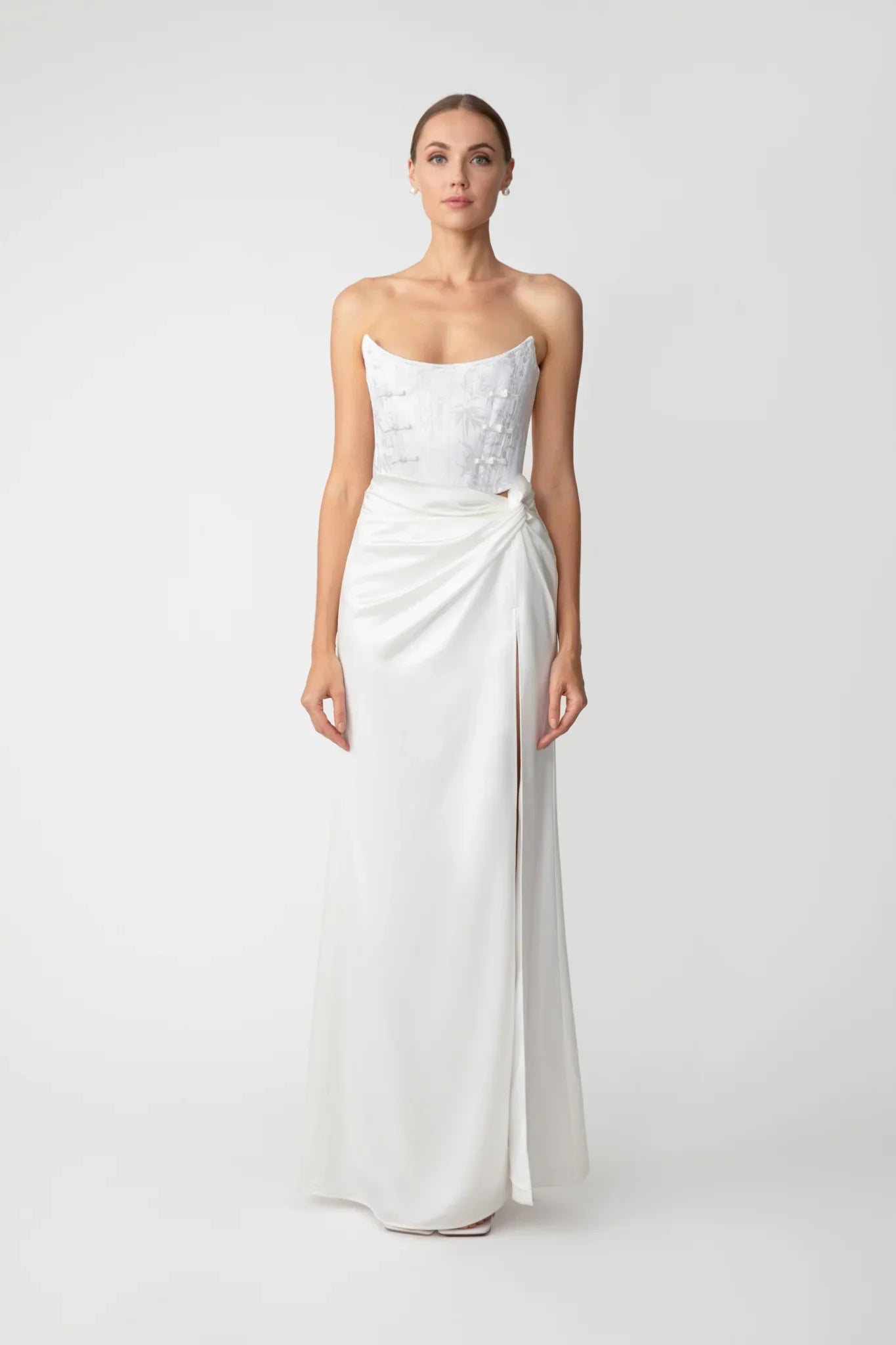 SAU LEE Julia Jacquard Gown - White / 00
