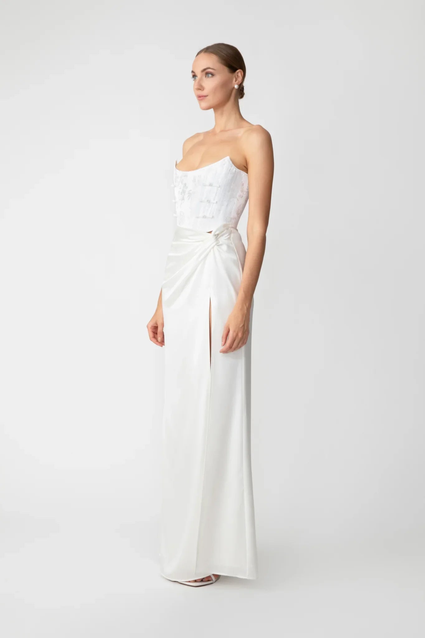 SAU LEE Julia Jacquard Gown - White / 00