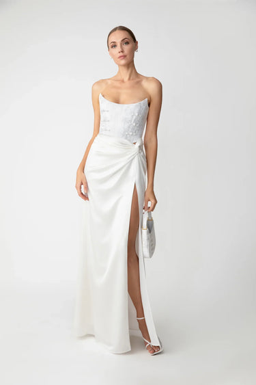 SAU LEE Julia Jacquard Gown - White / 00