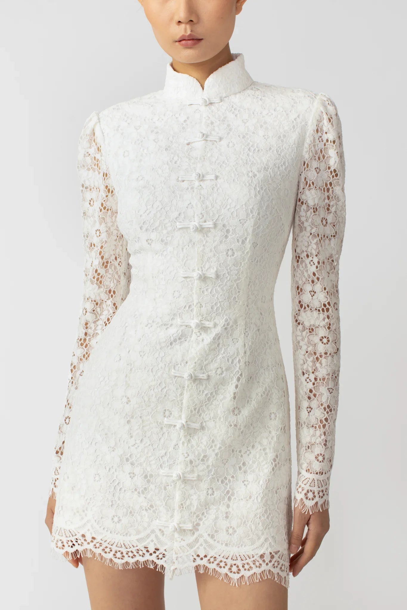 SAU LEE Raine Lace Mini Dress - Ivory / 00