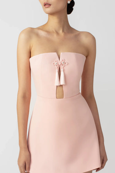 SAU LEE Isla Strapless Mini Dress - Baby Pink / 00