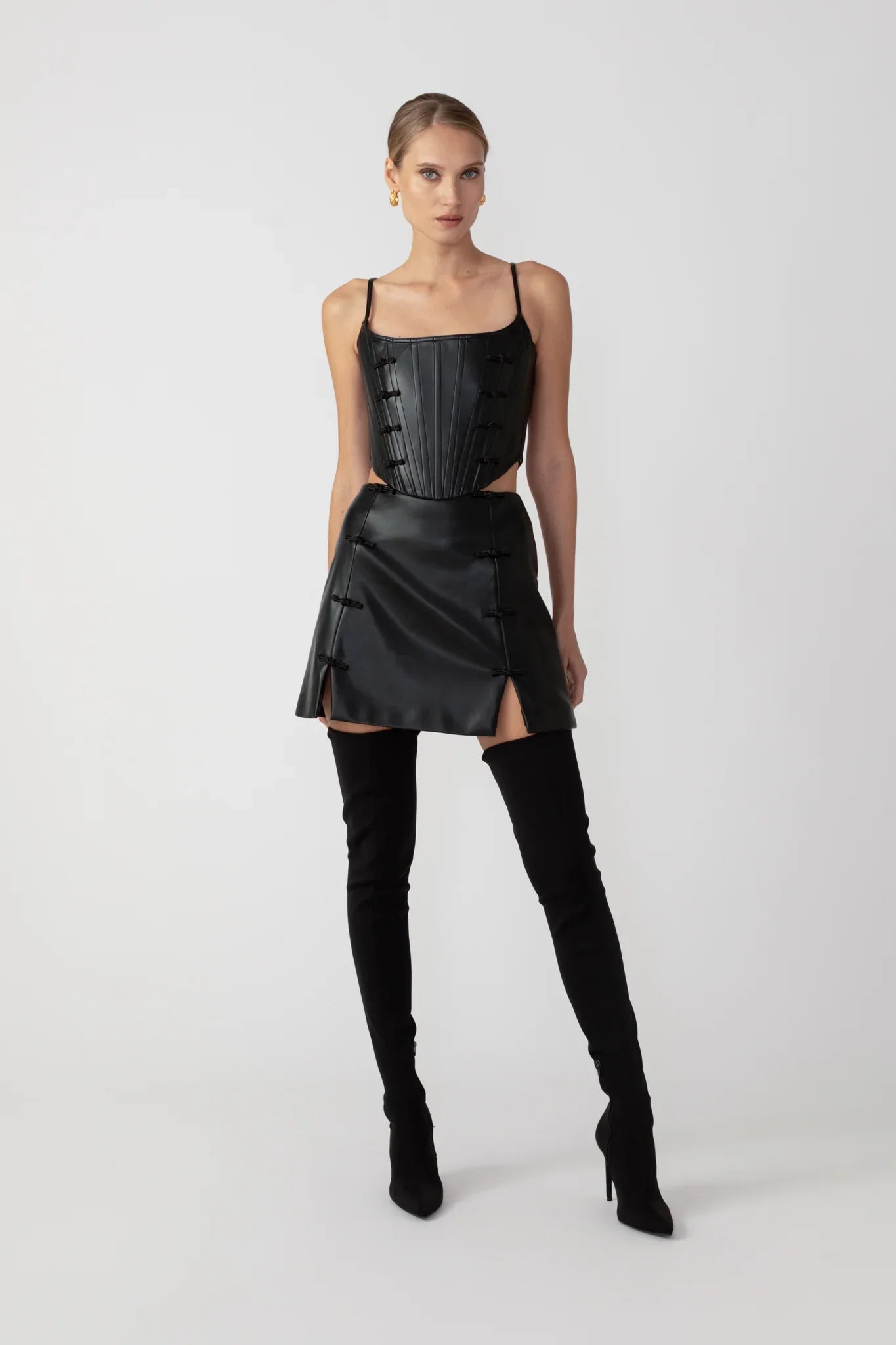 SAU LEE Sadie Faux Leather Skirt - Black / 00