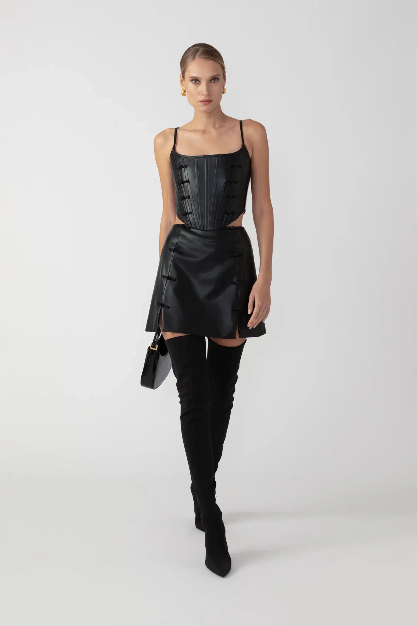SAU LEE Sadie Faux Leather Skirt - Black / 00