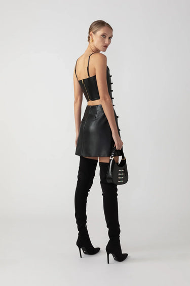 SAU LEE Sadie Faux Leather Skirt - Black / 00