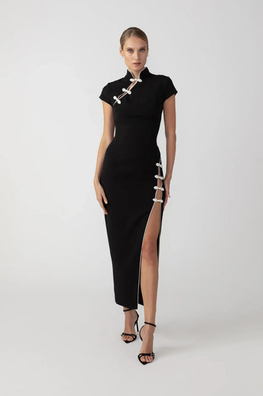 SAU LEE Irissa Midi Dress - Black / 00