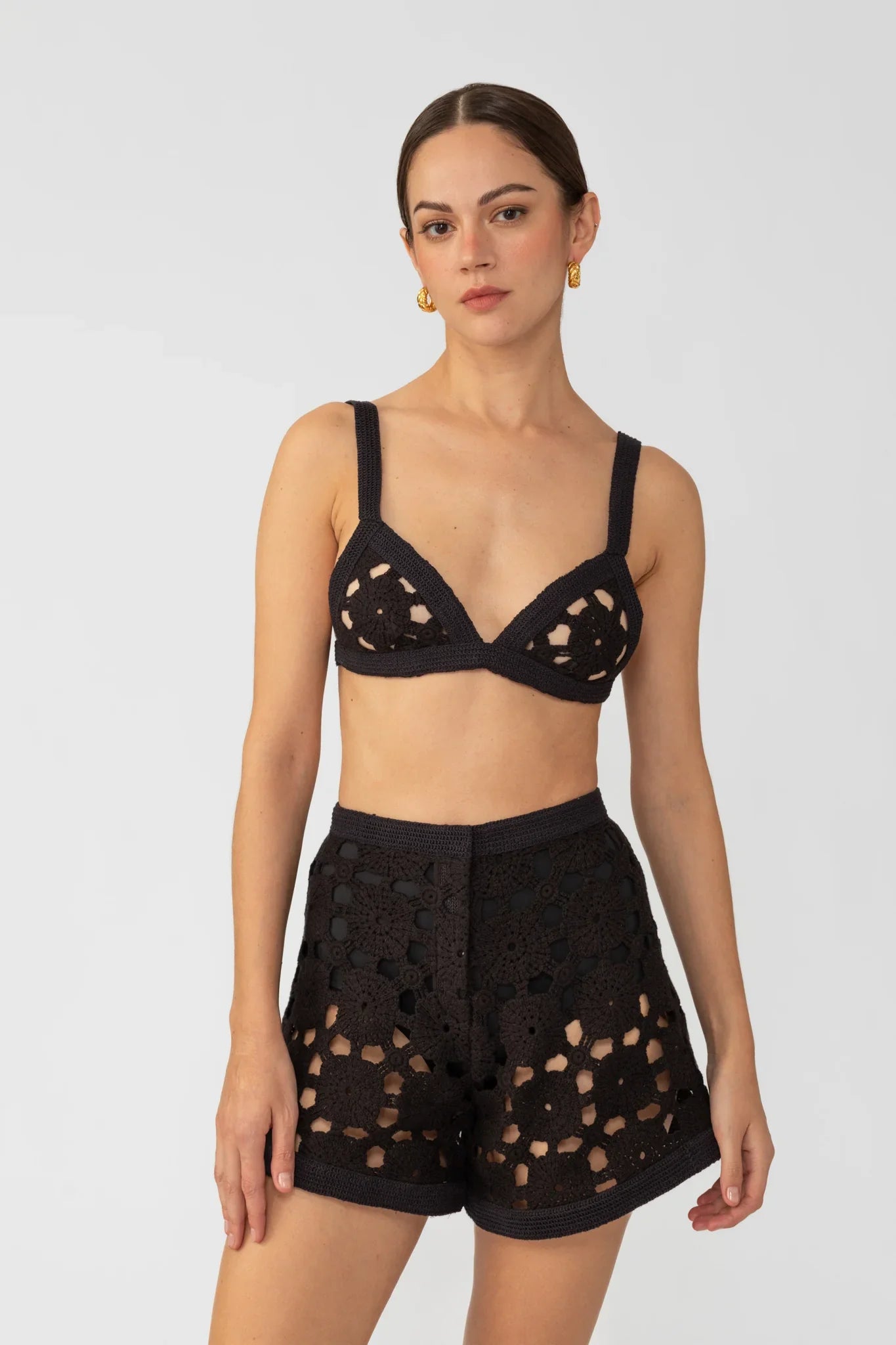 SAU LEE Myko Crochet Shorts - Black / 00